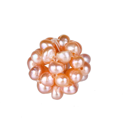 Perlenball, Perlenkugel, Ã˜12mm, Süßwasserperlen, lachsrosa - zum Schließen ins Bild klicken